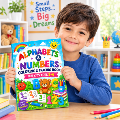Alphabets & Numbers Coloring & Tracing Book for Kids Ages 3–6