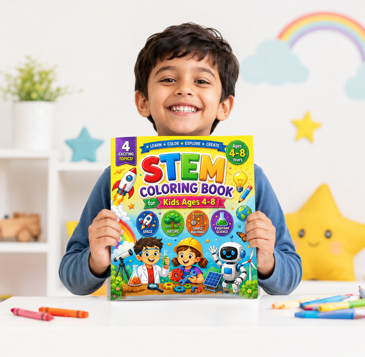 STEM Coloring Book for Kids Ages 4–8 | 50 Fun Educational Coloring Pages