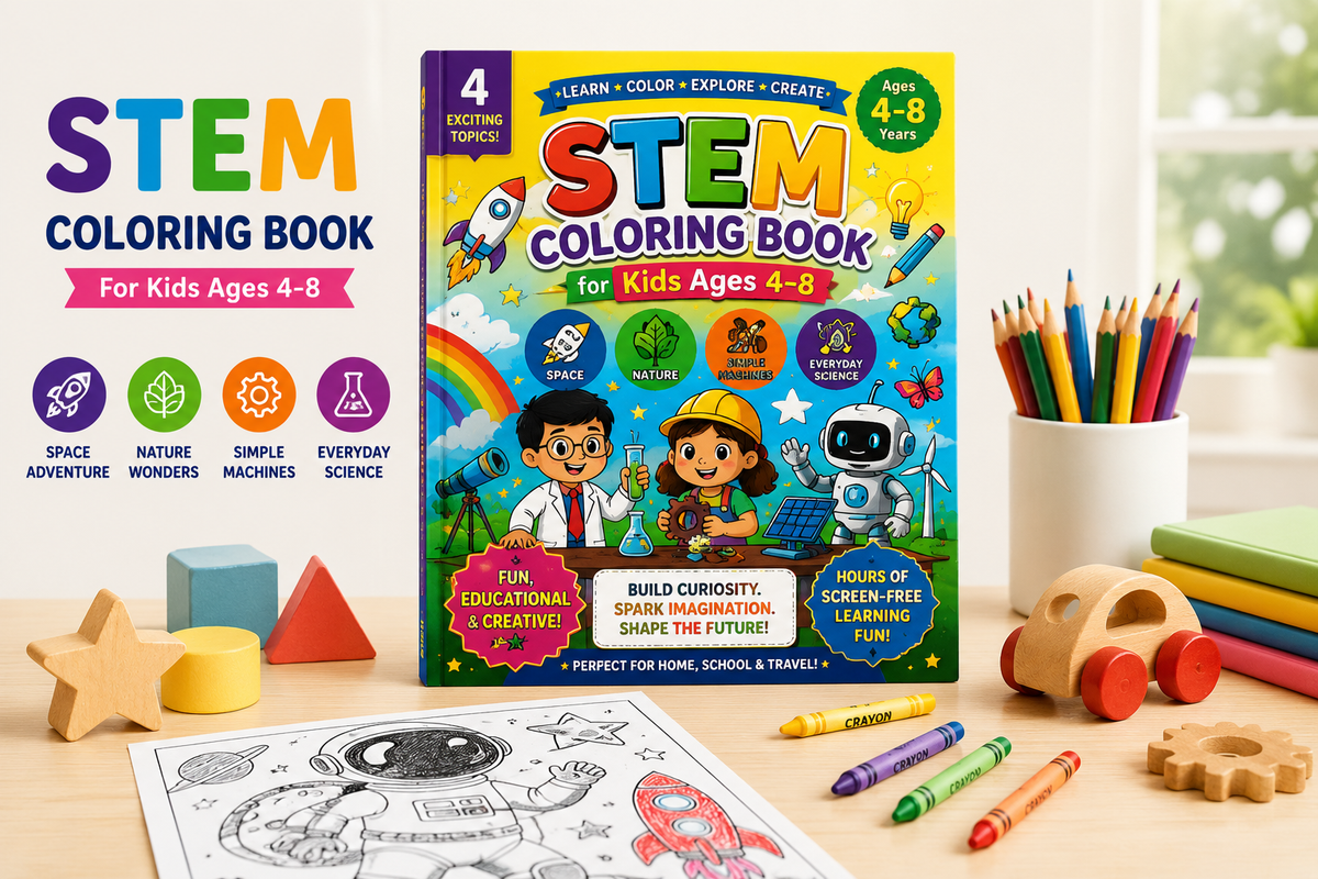 STEM Coloring Book for Kids Ages 4–8 | 50 Fun Educational Coloring Pages